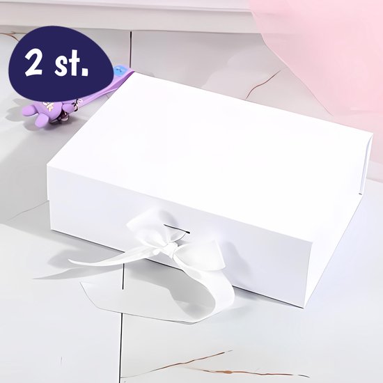 Coffret Cadeau - 2 Pièces - Wit - Boîte Magnétique - Ruban Wit - Coffret Cadeau avec Couvercle - Coffret Cadeau Vide - Saint Valentin
