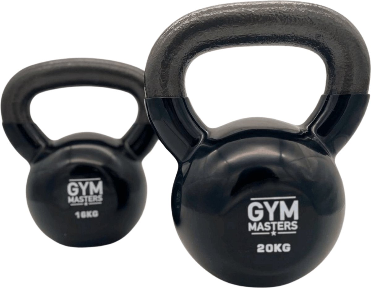 Gym Masters - kettlebell 20 KG - vloerbeschermend - PREMIUM - kettlebell set - kettlebel - krachttraining - fitness gewichten - kettlebell 20kg - gewichten 20 kg - home gym - kettlebells - gietijzer - gym equipment – foto 2