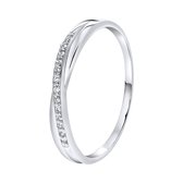 Lucardi Dames Ring met zirkonia - Ring - Cadeau - Echt Zilver - Zilverkleurig