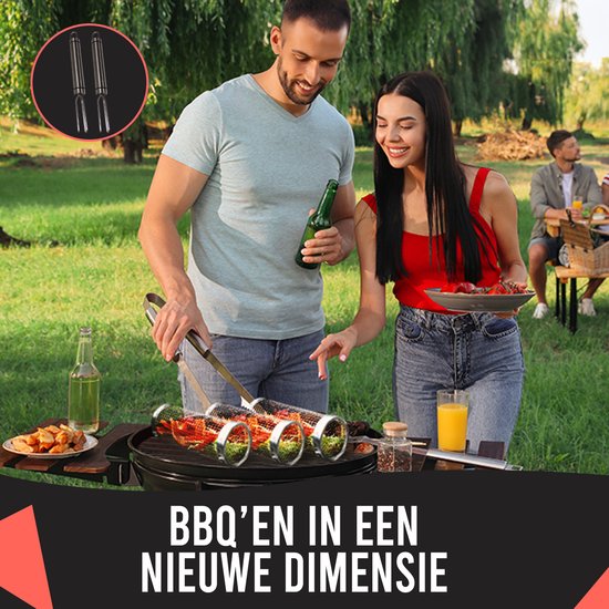 Grelesto Grillmand BBQ Set van 2 - BBQ Accesoires - Barbecue Gereedschap - 20+19 CM - Vaderdag Cadeau