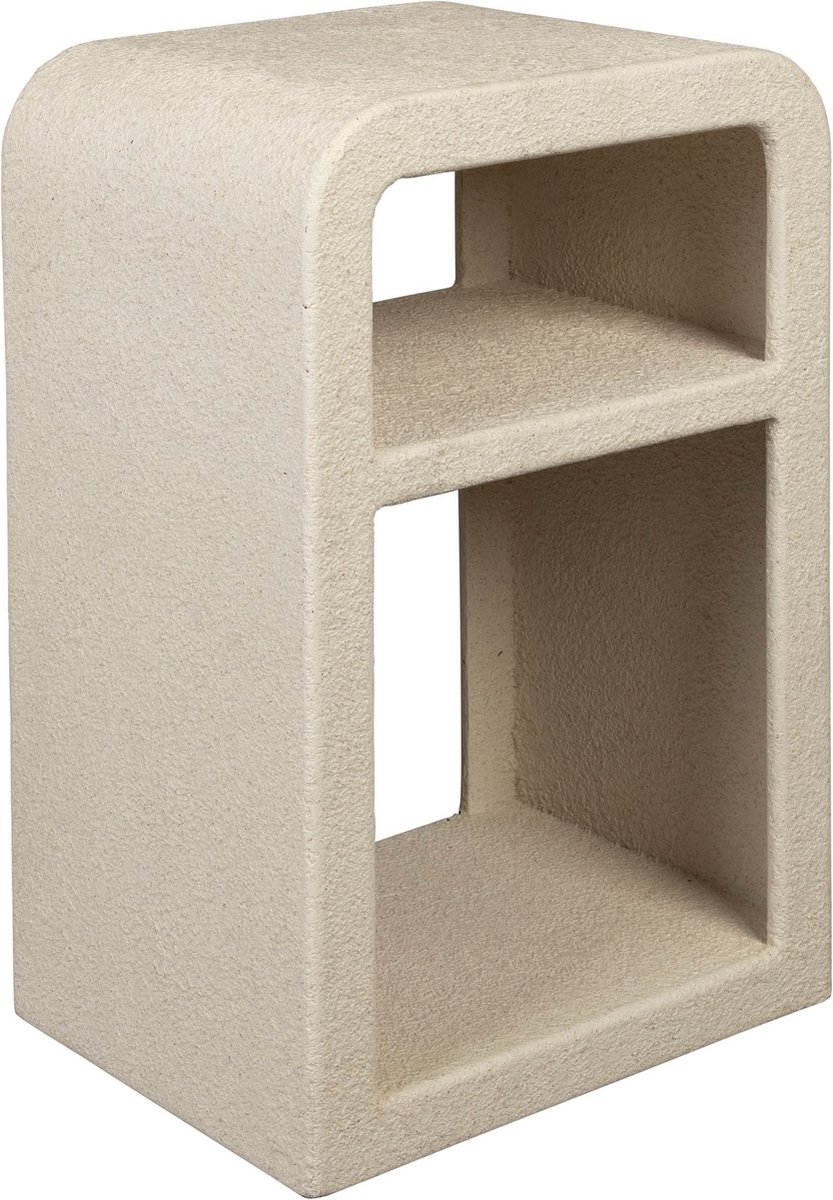 Dutchbone Veda Bijzettafel/ Nachtkastje Gerecycled Marmer Beige