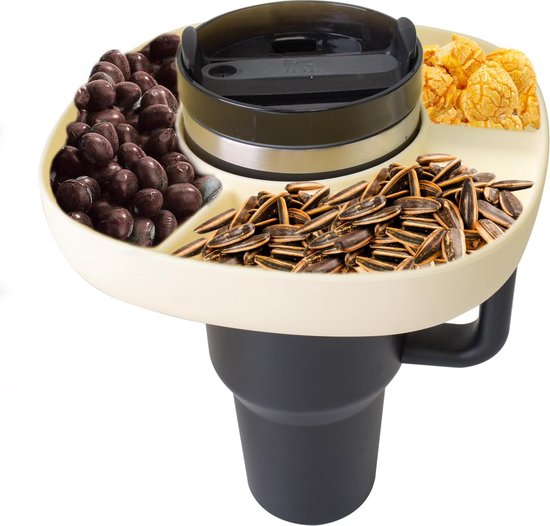 JJWNMLL Snackkom voor 40 oz Stanley Cup - Siliconen Stanley Cup Accessoires Ring Snack Tray-Voedsel Container met 4 Compartimenten-Herbruikbare