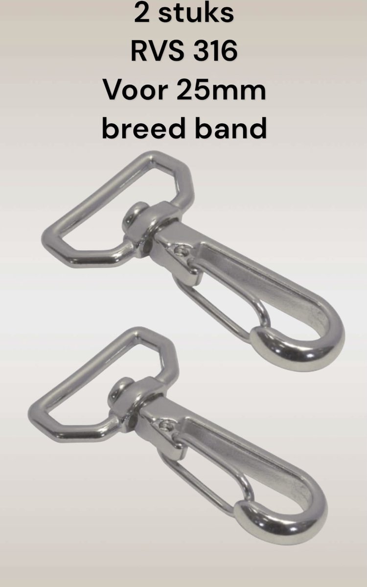 2 stuks-RVS 316 -Biminitop haak-RVS haak--Quick release haak-Musketonhaak-