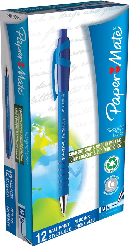Balpen - Paper Mate Flexgrip Ultra - blauw - doos 12 stuks