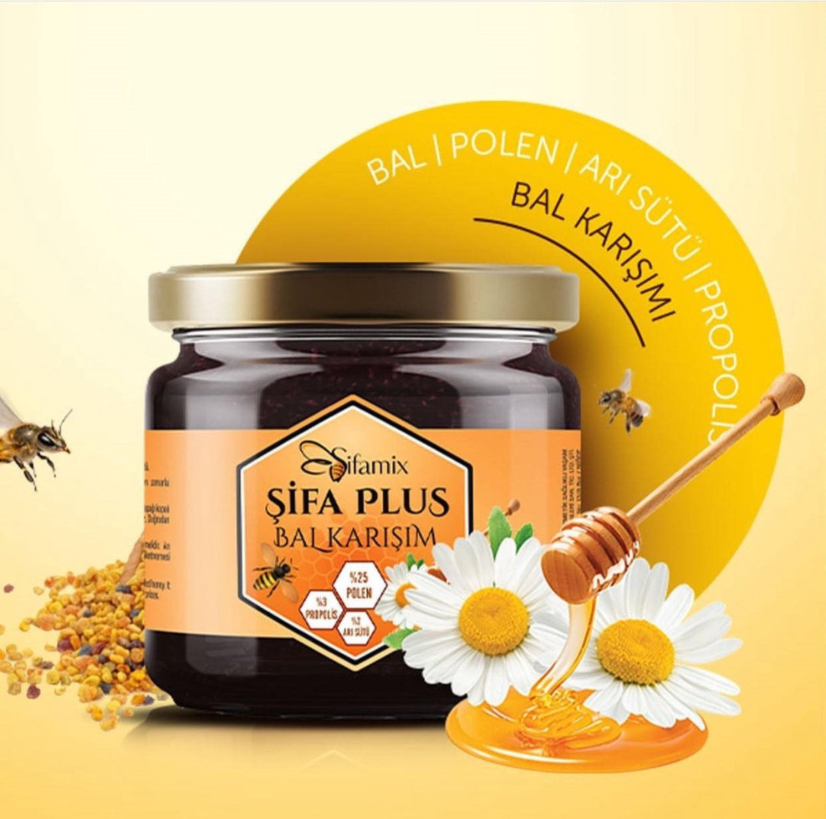 Goedkoopste Sifamix Honing Sifa Plus Honingmix - Prorpolis, Stuifmeel, Perga en Bijenmelk - Rijk is aan eiwitten, vitamines, mineralen en antioxidanten 350 gr