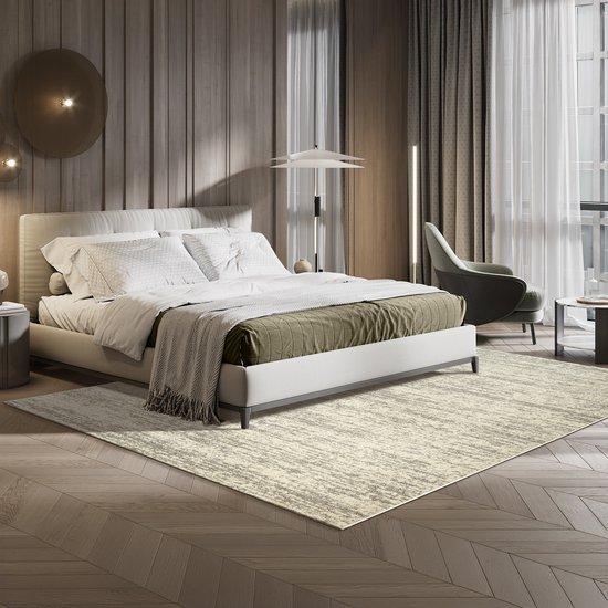 Relax Oslo - Laagpolig Effen Vloerkleed - Modern Tapijt - Creme- 160x230 CM