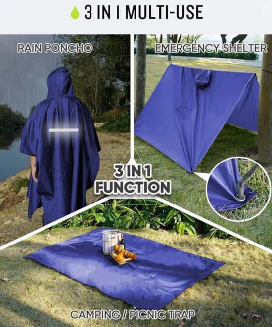 Poncho Regenponcho - Fietsponcho Fiets - Koplampproof Transparant - één