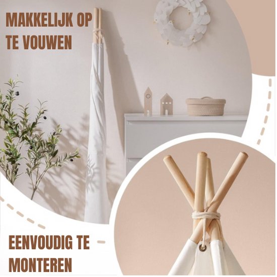 TADES® Tipi Tent - Tipi Tent Kinderen - Tipi Speeltent - Kindertent - Tipi Speeltent - Wigwam Speeltent - Tipi Tent Speeltent Wigwam — afbeelding 5