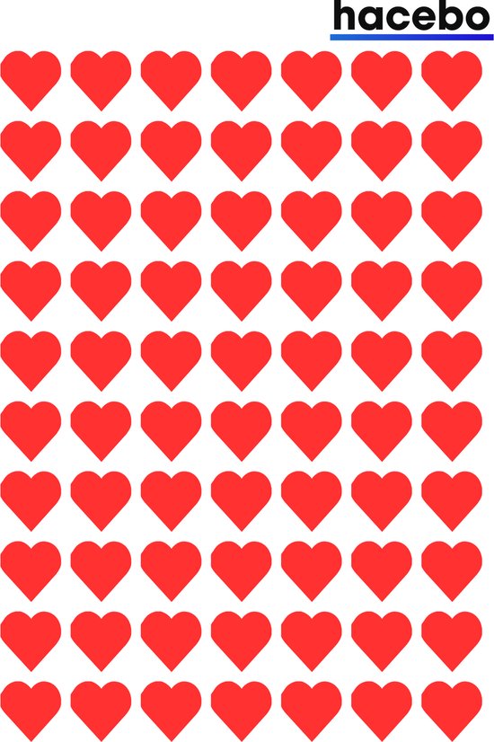 Hart stickers – 2.26CM – hartjes – 70 Stuks – Helder Rood