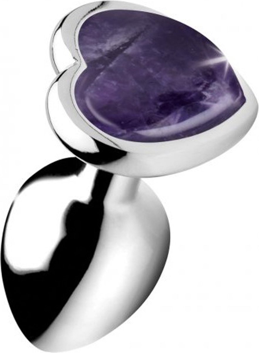 Fixxx - Aluminium Buttplug met Hartvormige Siersteen Amethyst - 3 maten L