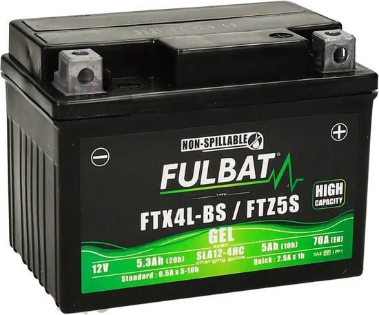 Fulbat Accu Fulbat FTX4L / FTZ5S Gel SLA 12V 5Ah onderhoudsvrij (o.a Yamaha Aerox, Peugeot Vivacity 2 takt)