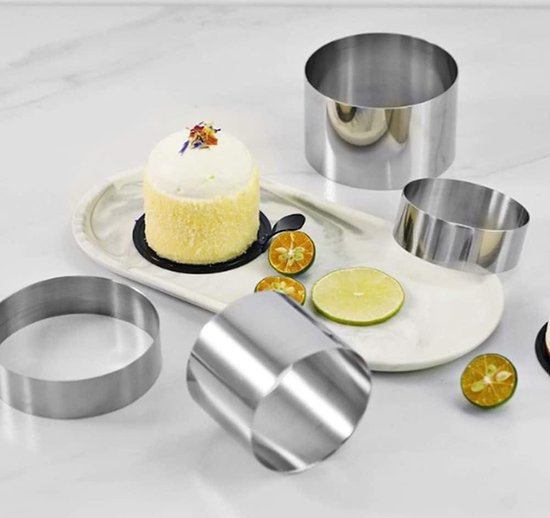 Set de 4 cercles à mousse ronds, cercles à dessert et