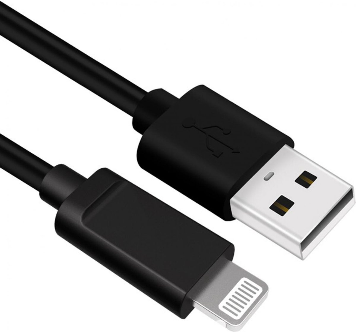 Image of USB A naar Lightning kabel | Laadsnelheid 5V / 2.4A / 2.5 watt | USB 2.0 | 480 Mb/s | Male to male | MFI-gecertificeerd | Zwart | 3 meter | Allteq