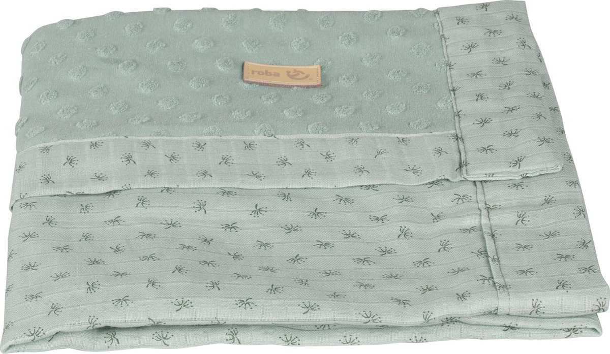 roba Biologische Lil Planet Terry Dots Babydeken - 80x80 cm - GOTS Gecertificeerd - Frosty Green