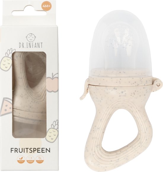 Foto: Dr infant baby fruitspeen 3x bijtring fruitspeen grote speen fruit baby baby speen bpa vrij en 100 siliconen kleur speckeld almond