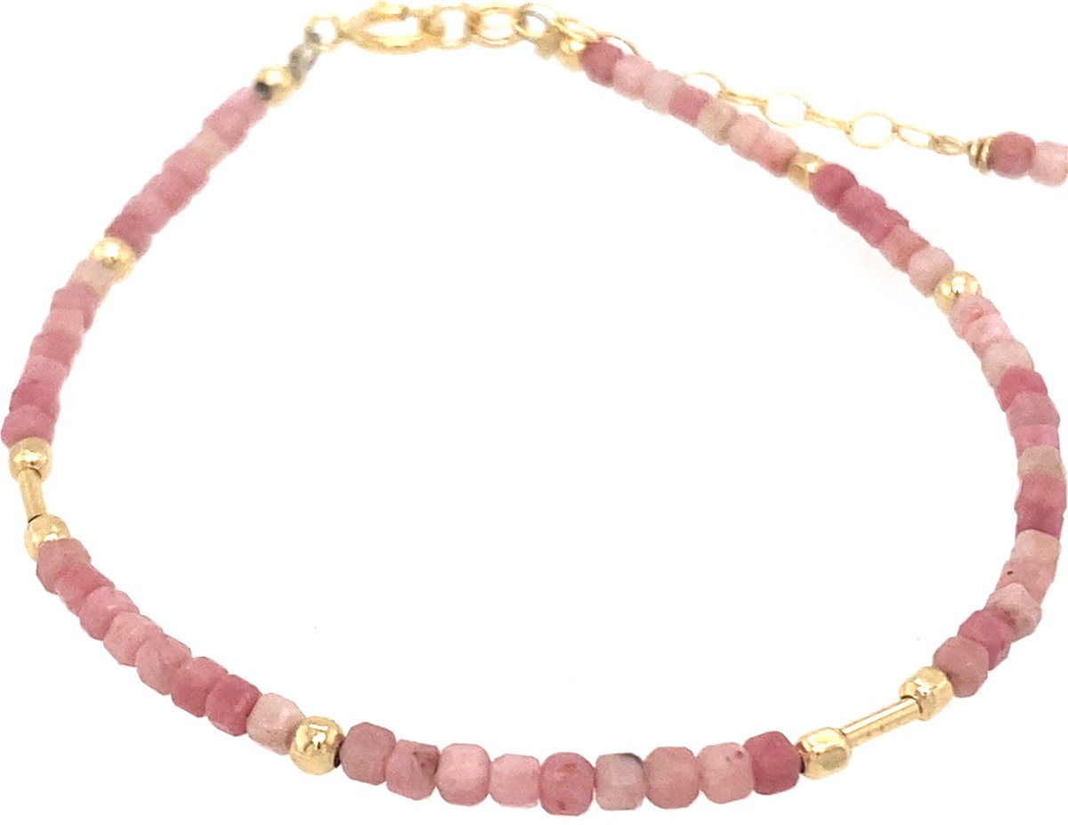 Pat's Jewels Armband - Kralen Armband Dames - Edelsteen - Natuursteen - Goud - Roze - Handmade