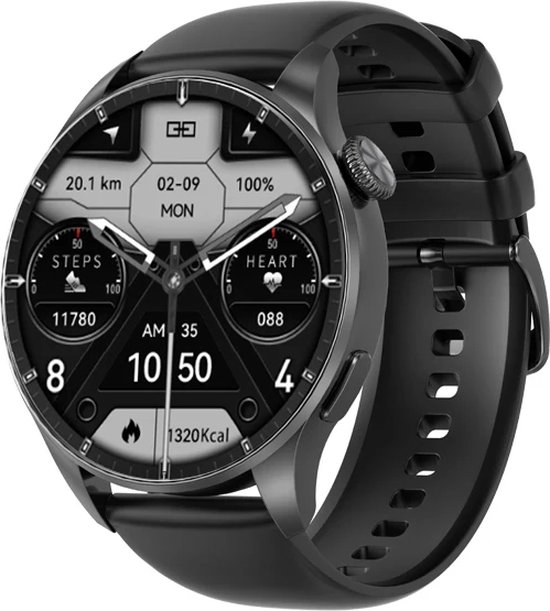 Foto: Drphone modelx7 1 36 inch hd scherm smartwatch smartwatch met mobiele app belfunctie zuurstof hartslag bloeddruk meter zwart siliconen band