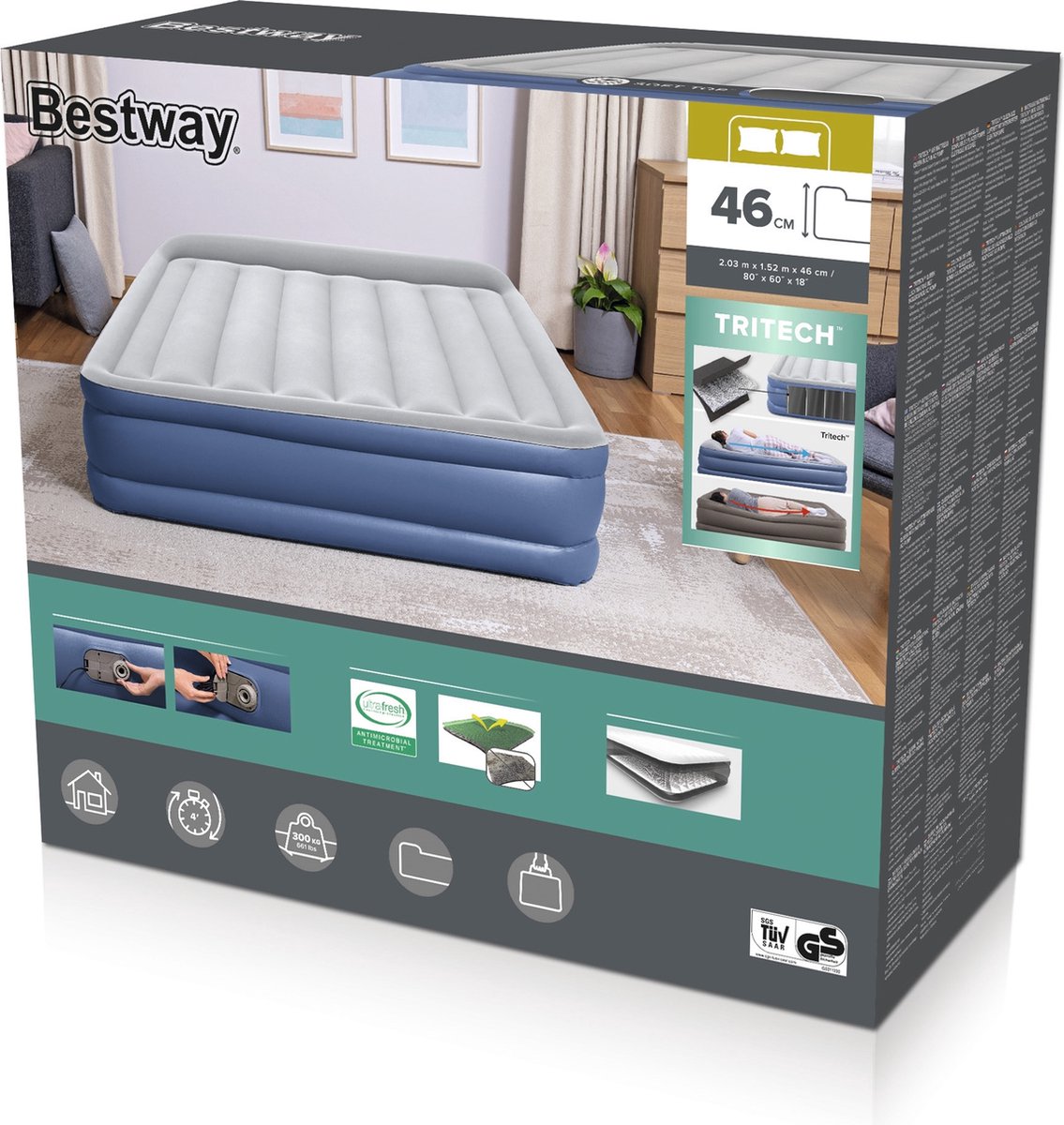 Bestway Luchtbed Tritech 46 cm Queen Ac