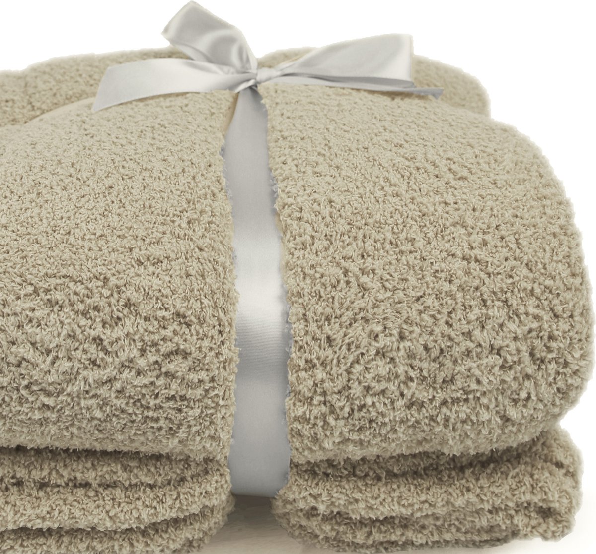 Unique Living Plaid Jurre - Polyester - Beige - 150x200 cm (BxL) - Teddy - Kleur Dove White
