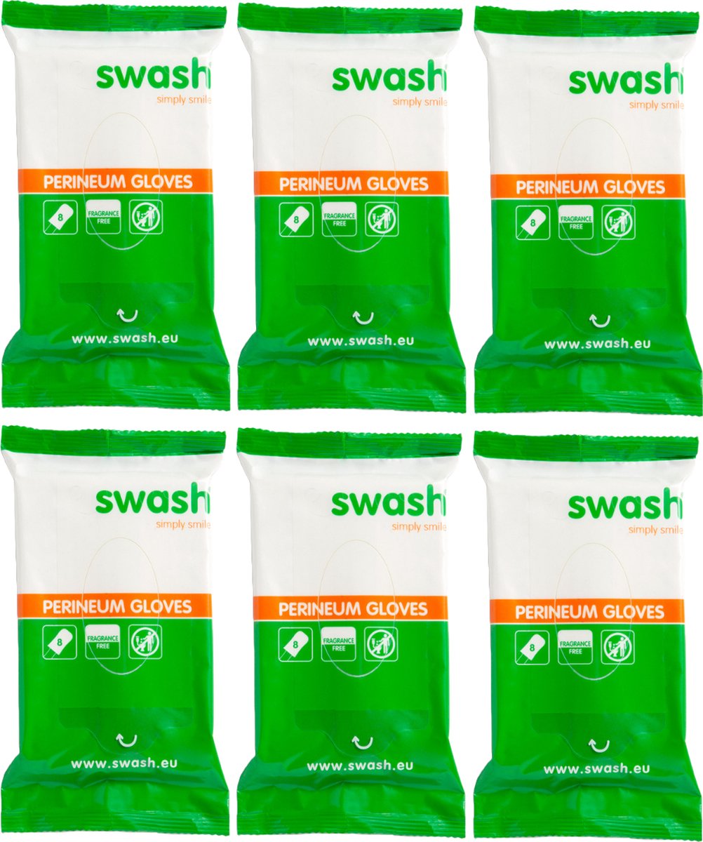 6 x Swash Perineum Gloves - Vochtig - Parfumvrij - Voordeelverpakking