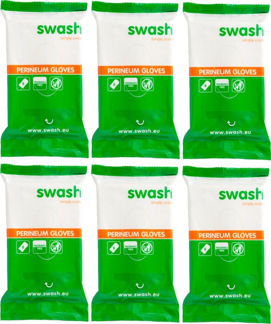 6 x Swash Perineum Gloves - Vochtig - Parfumvrij - Voordeelverpakking
