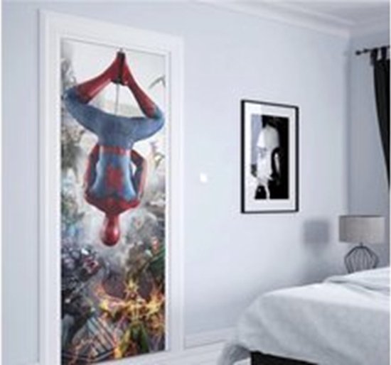 Deurposter Spiderman - poster - sticker - koelkast - muur - kinderkamer - 77 x 200 cm
