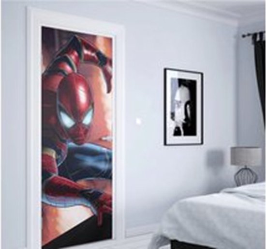 Deurposter Spiderman - poster - sticker - koelkast - muur - kinderkamer - 77 x 200 cm
