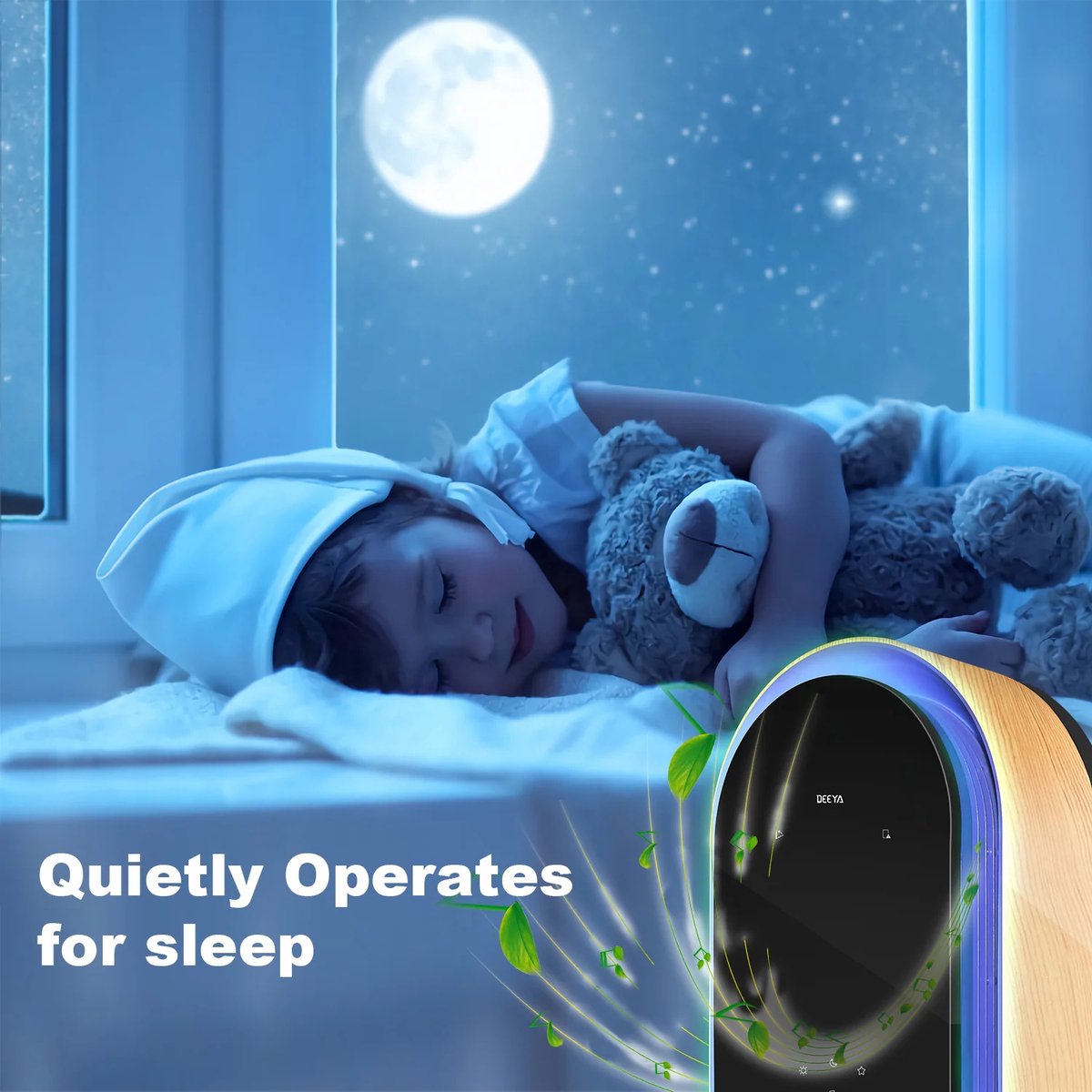 Deeya Desktop Air Purifier, Integrated Audio, Room Air Purifier with HEPA Filter and UVB Disinfectant, Night Light, Aromatherapy, — afbeelding 7