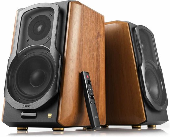 Edifier - S1000MKII actieve wifi boekenplank speaker - Walnoot (per paar) - 120 W van Edifier — afbeelding 3