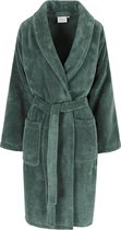 Casilin - Badjas Teddy voor Dames en Heren - Maat L - Sauna badjas Voor Volwassen - Met riem - Badstof, Fleece, Katoen - Absorberend - Wasmachinebestendig - Donkergroen