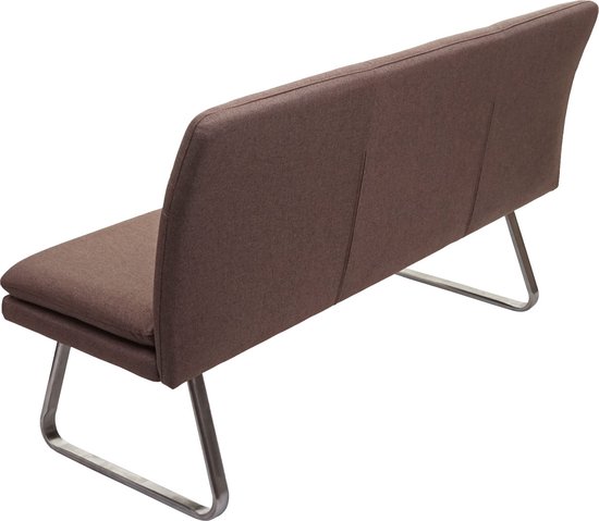 Canapé MCW-H70, canapé de salle à manger canapé rembourré, dossier tissu/textile acier inoxydable brossé ~ marron 160cm