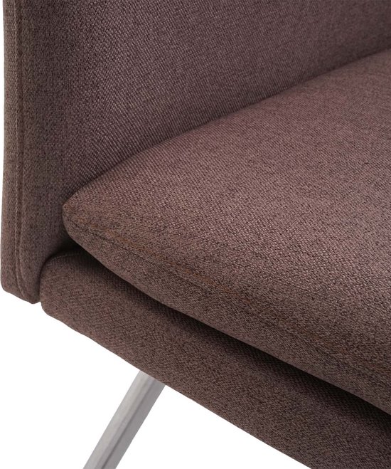 Canapé MCW-H70, canapé de salle à manger canapé rembourré, dossier tissu/textile acier inoxydable brossé ~ marron 160cm