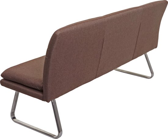 Canapé MCW-H70, canapé de salle à manger canapé rembourré, dossier tissu/textile acier inoxydable brossé ~ marron 180cm