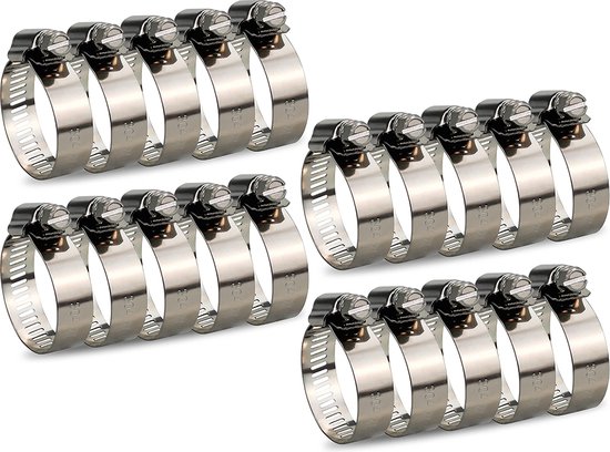 1 Oorslangklemmen Slangklemmen Oorklemmen Roestvrij staal V2A 14,6-16,8 mm 25 stuks