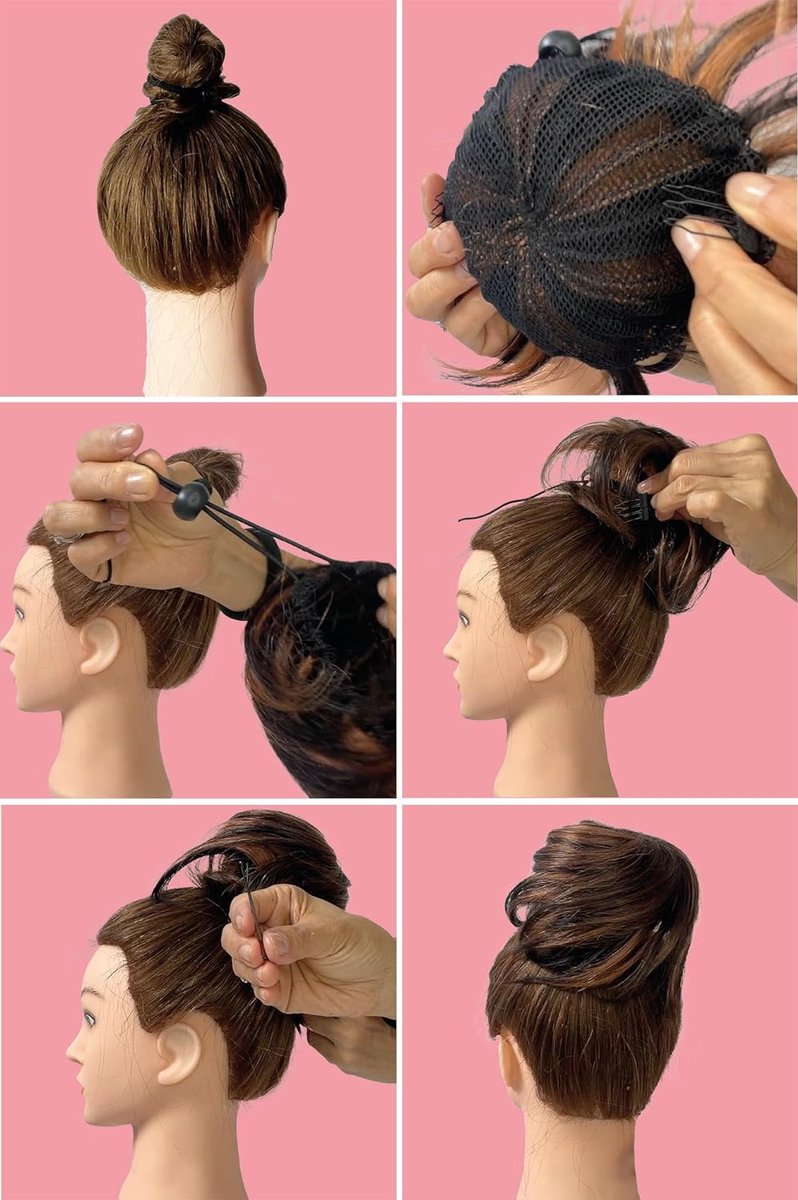 100% ECHT HAAR Knot Opsteekkapsels Haarstukje Haarbroodje Hepburn Knotje Haarelastiekje Kastanjebruin H311e