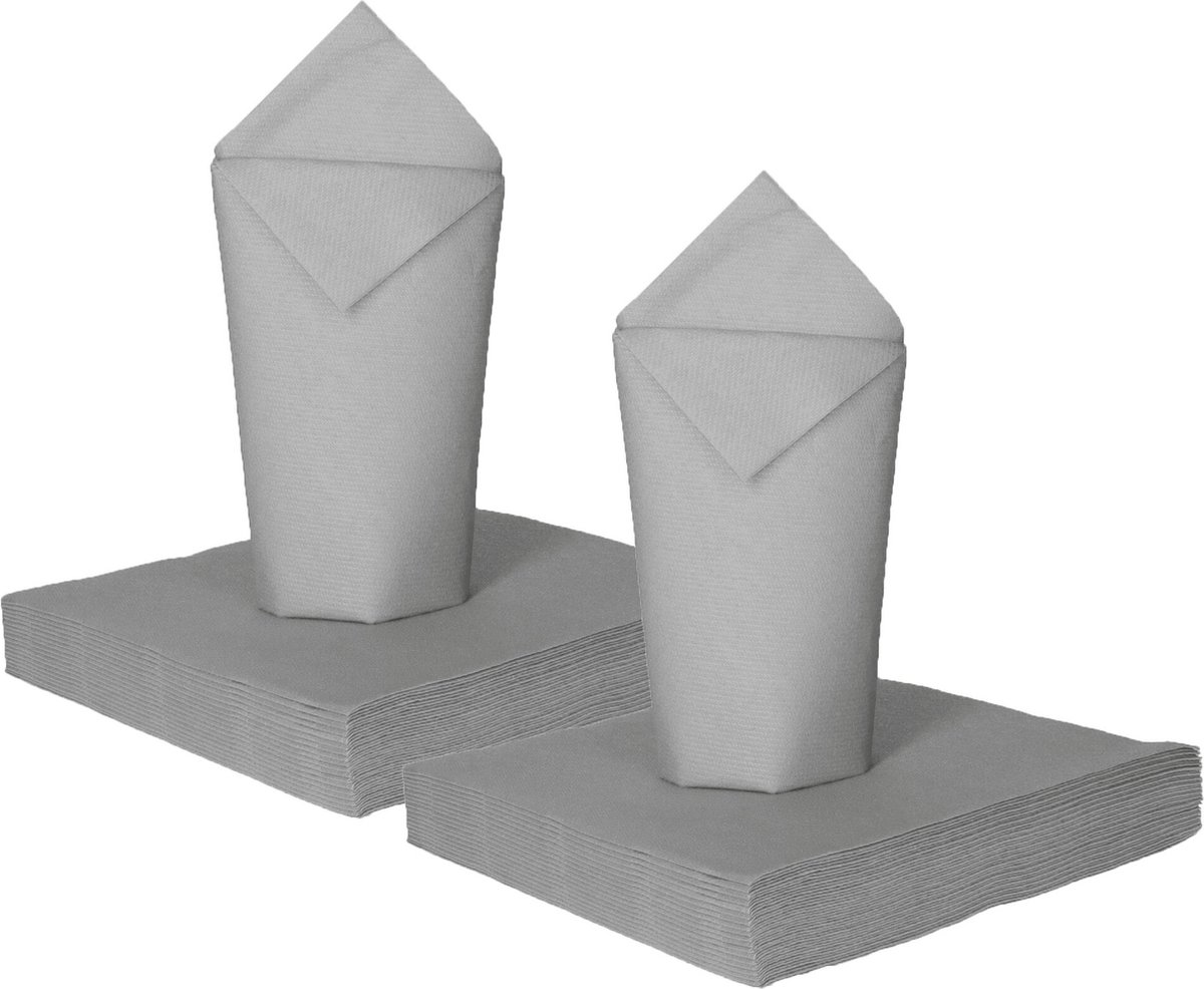 Givi Italia Feestelijke servetten - 40x - zilver - 3 laags - 33 x 33 cm