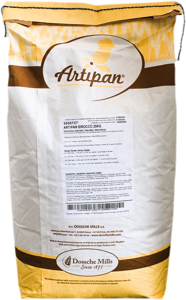 Artipan Sirocco 25kg - brood bakken - bakingrediënt - bloem