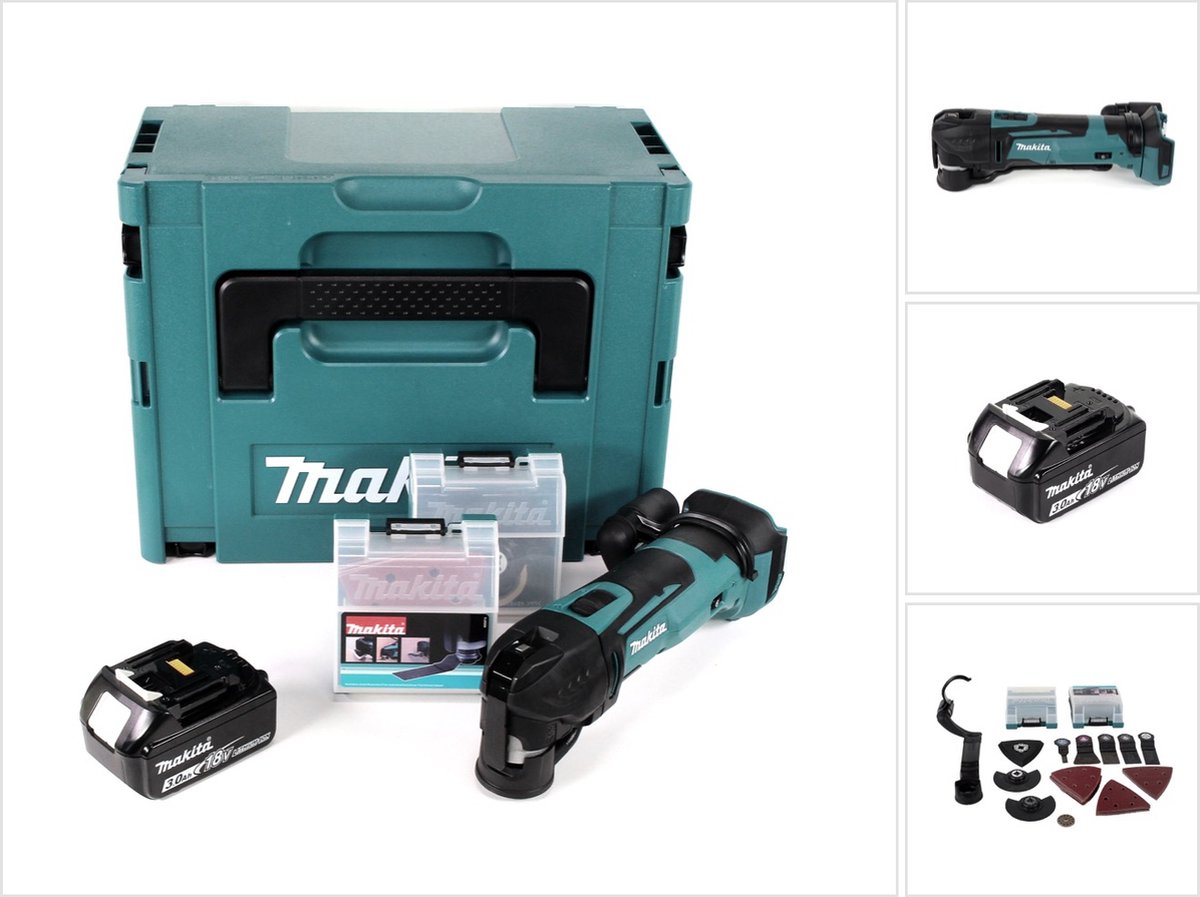 Makita DTM 51 F1JX2 accu multifunctioneel gereedschap 18 V + 1x oplaadbare accu 3.0 Ah + 39-delige accessoireset + Makpac - zonder oplader