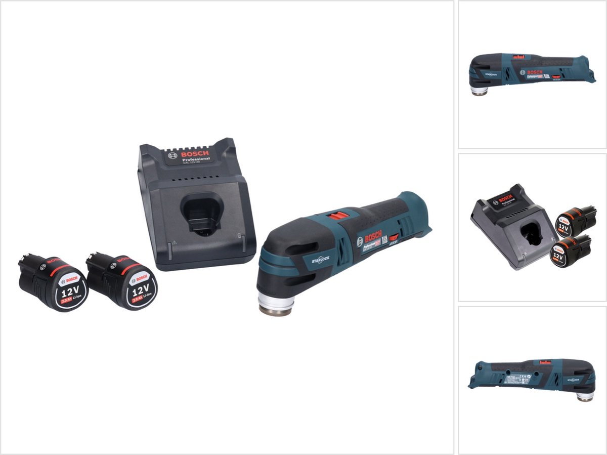 Bosch GOP 12V-28 Professionele Draadloze Multi-Cutter Starlock Brushless + 2x accu 2.0 Ah + lader