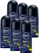 Bol.com NIVEA MEN Deep Sport Deodorant Roller - Anti-Transpirant Deo roll-on - 6 x 50ml - Voordeelverpakking aanbieding