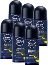 NIVEA MEN Deep Sport Deodorant Roller - Anti-Transpirant Deo roll-on - 6 x 50ml - Voordeelverpakking