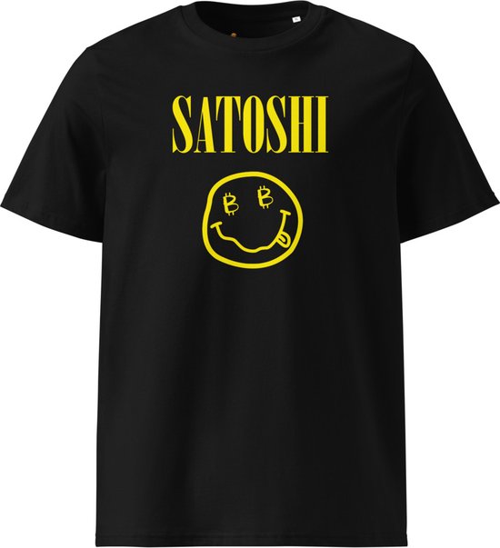 Satoshi Smiley - Jack Dorsey Edition - Unisex - 100% Biologisch Katoen - Zwart - Maat 2XL | Bitcoin cadeau| Crypto cadeau| Bitcoin T-shirt| Crypto T-shirt| Crypto Shirt| Bitcoin Shirt| Bitcoin Merch|Crypto Merch|Bitcoin Kleding