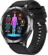 GlucoMeter - Glucosemeter - ECG Hartslagmeter - Bloedsuiker horloge - Diabetes meter - Glucose Revolutie - Bloedsuikermeter - Smartwatch - Glucose meter zonder prikken - Donker staal