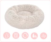 PetWise® Donut hondenkussen rond - zachte hondenmand / kattenmand - beige - maat L - 80 cm - hondenbed