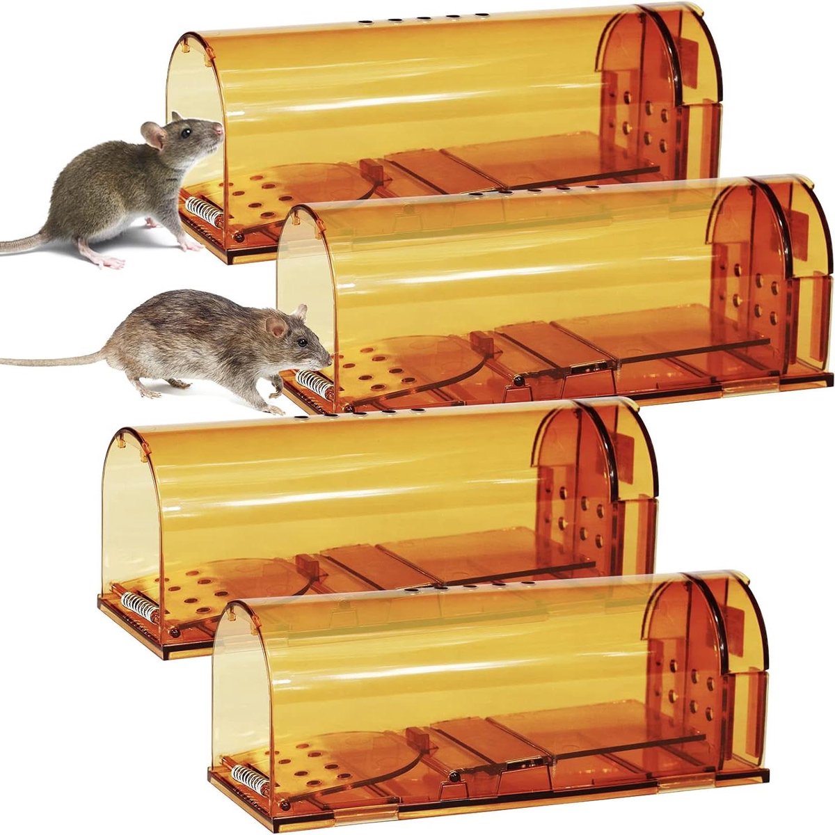 4 Pack Levende Muizenval Live Catch and Release Muizenvanger No Kill Kleine Snap Trap Ontworpen voor Kleine Knaagdieren Effectieve Muizenval