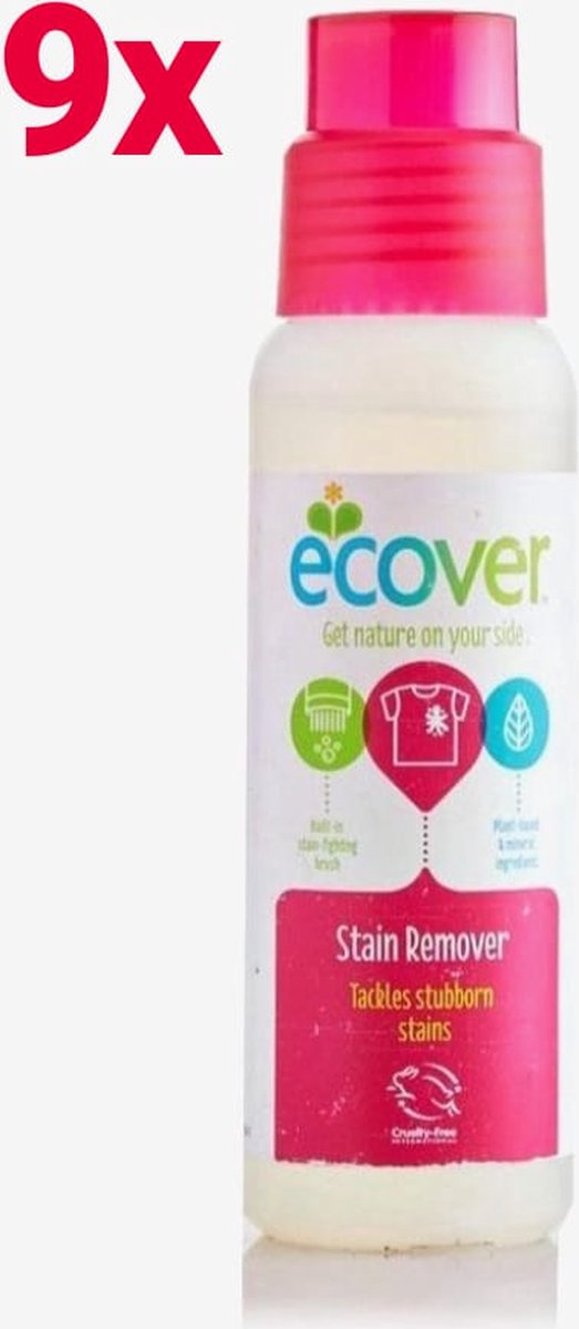 Goedkoopste Ecover Vlekkenverwijderaar voor Kleding Voordeelverpakking 9 x 200ml | Krachtige Reiniger met Inwrijfborstel