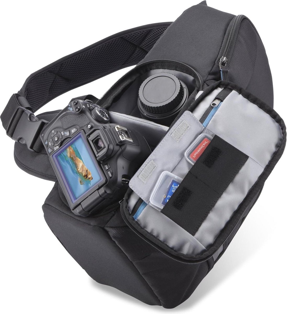 DSLR Sling Pack camera-rugzak met regenbescherming zwart - CPL107