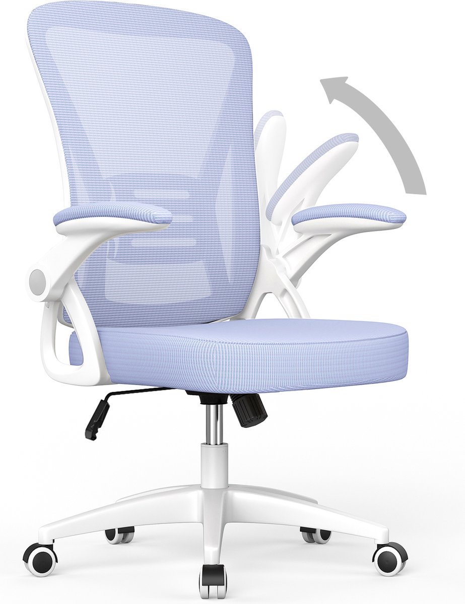 Bureaustoel - Ergonomische Stoel - Fauteuil met 90° opklapbare armleuning - Lendensteun - In hoogte verstelbaar Paars - Bureaustoel - €64,99