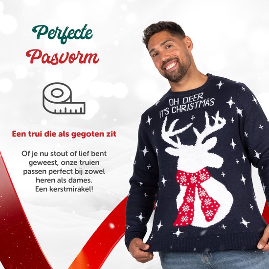 Mauvais pull de Noël Femmes & Hommes - Pull de Noël « Oh Deer, It's Christmas » - Hommes & Femmes M - Sinterklaas - Noël - Cadeau de Noël