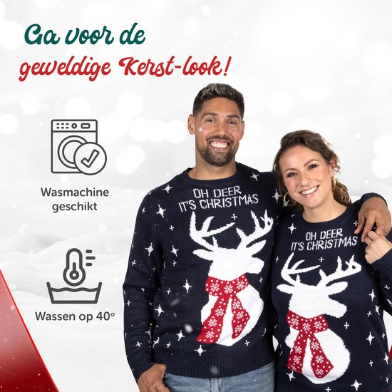 Mauvais pull de Noël Femmes & Hommes - Pull de Noël « Oh Deer, It's Christmas » - Hommes & Femmes M - Sinterklaas - Noël - Cadeau de Noël